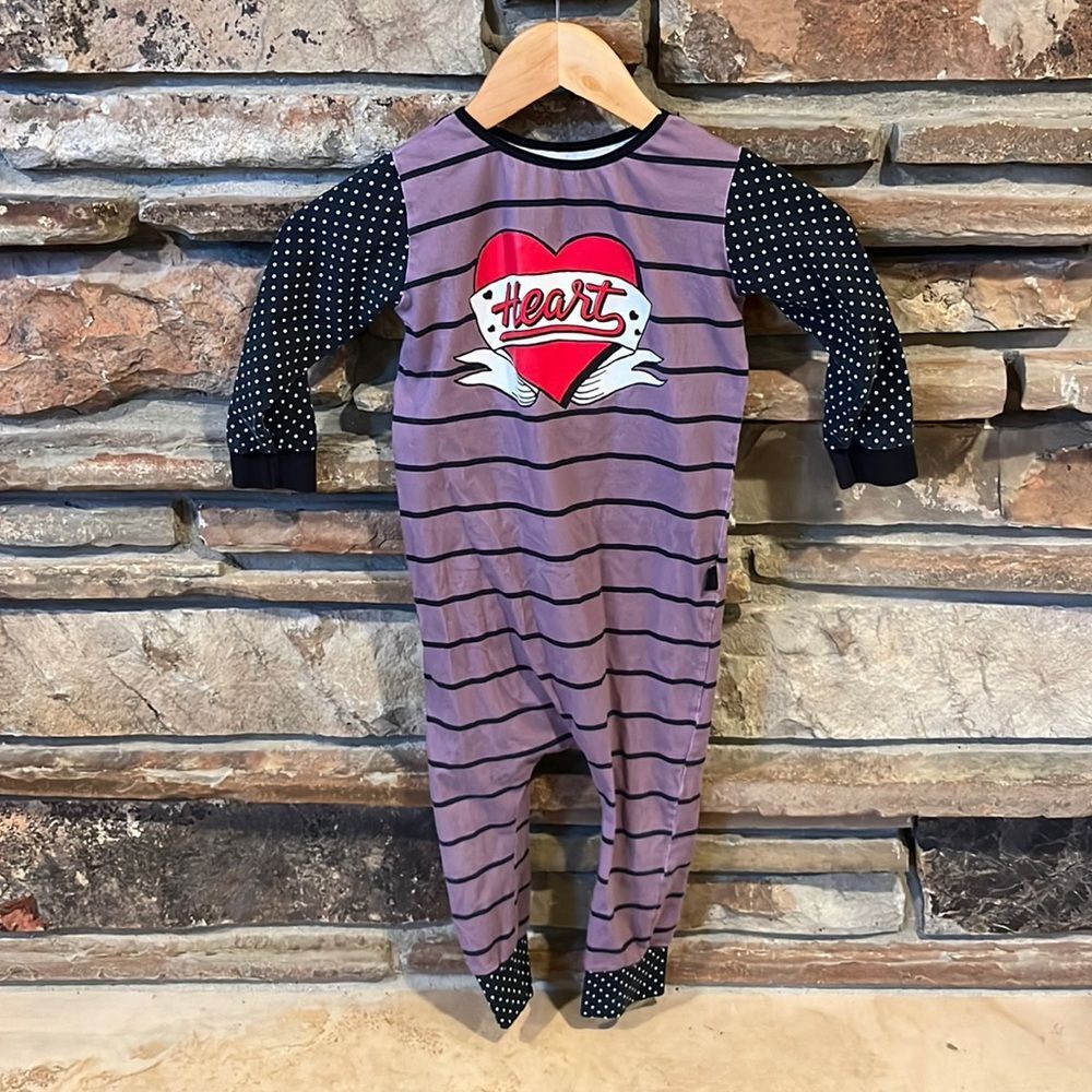 Rags Heart Print Long Sleeve Romper